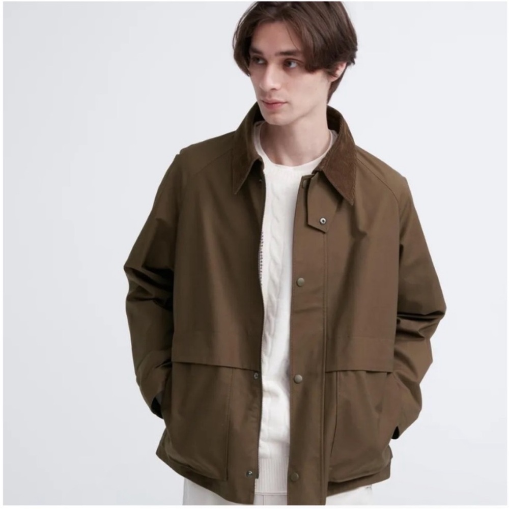 Uniqlo Utility Short Blouson Barn Jacket with Corduroy Collar - Brown - Medium - Picture 2 of 12